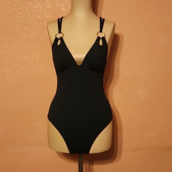 New! Classic black swimsuit Size small. Beach swim pool lake vacation minimalist - Picture 7 of 10